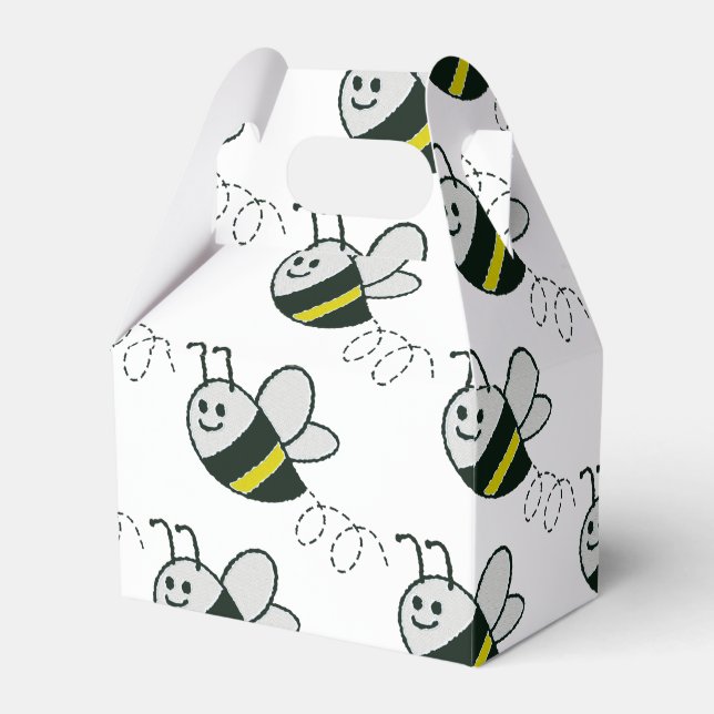 Embroidery Print Cute Bee Baby Shower Favor Boxes (Front Side)