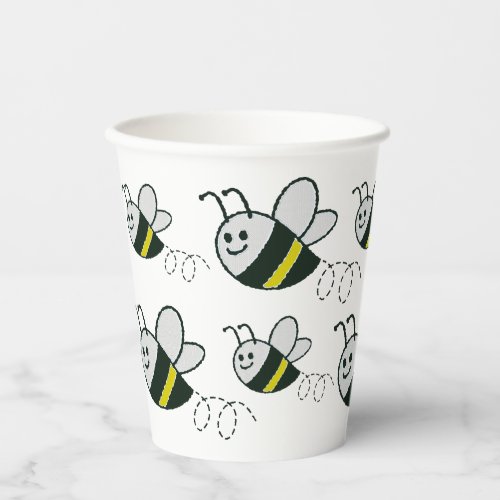 Embroidery Print Cute Bee Baby Shower Paper Cups