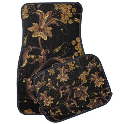 Embroidery renaissance golden floral seamless patt car floor mat