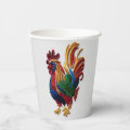 Embroidery rooster - Embroidery traditional animal Paper Cups | Zazzle