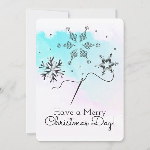 Embroidery sewing crafts snowflakes Christmas card