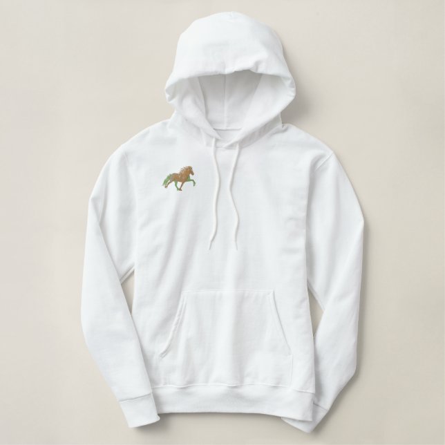 Embroidery Shaded  Tan Icelandic Embroidered Hoodi Embroidered Hoodie (Design Front)