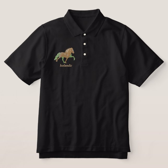 Embroidery Shaded  Tan Icelandic Embroidered Polo Shirt (Design Front)