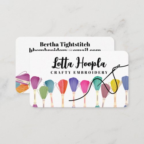 Embroidery thread sewing needle craft show business card