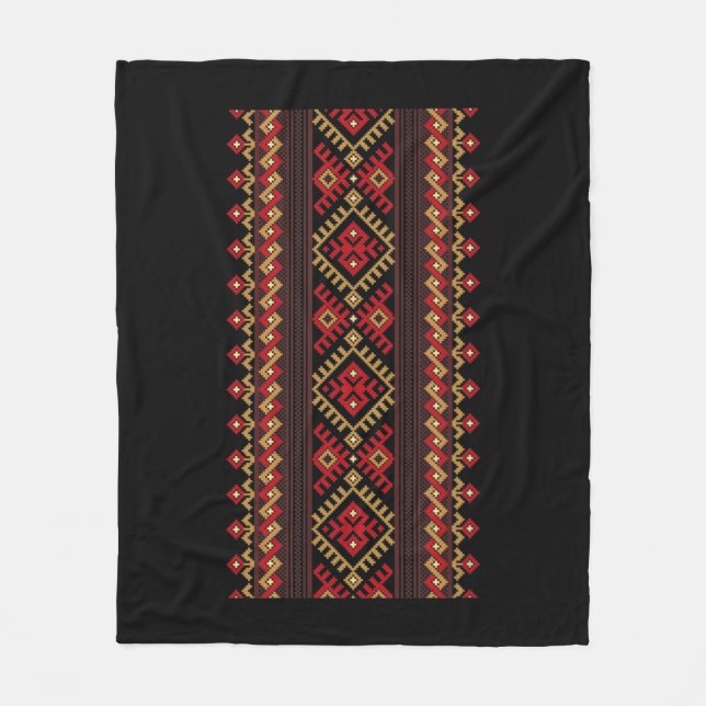Embroidery Ukraine Vyshyvanka Print Ethnic Pattern Fleece Blanket (Front)