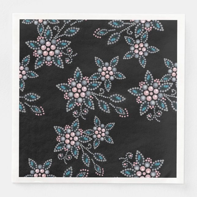 Embroidery with beads and pearls . paper dinner napkins (Front)