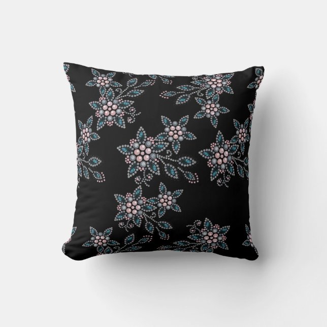 Embroidery with beads throw pillow (Front)