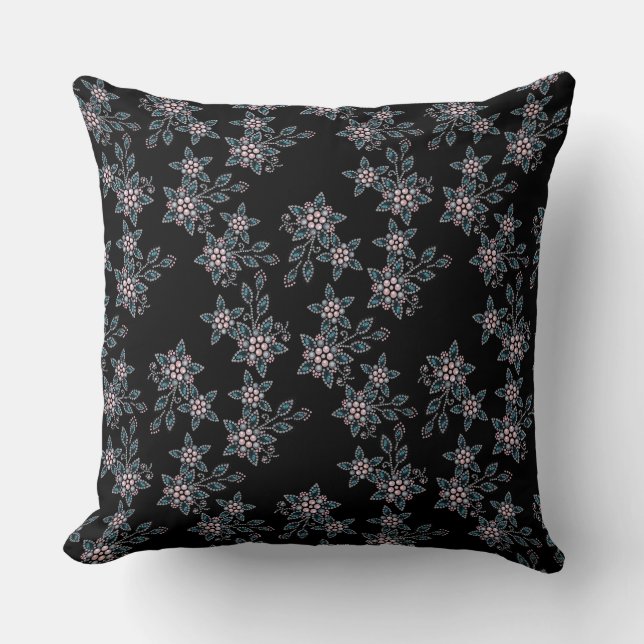 Embroidery with beads throw pillow (Front)