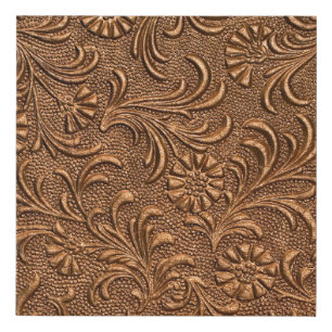 embssed floral panel, copper faux canvas print