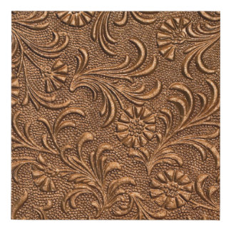 embssed floral panel, copper faux canvas print