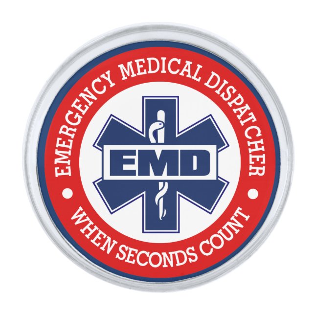 EMD (Emergency Medical Dispatcher) Silver Finish Lapel Pin (Front)