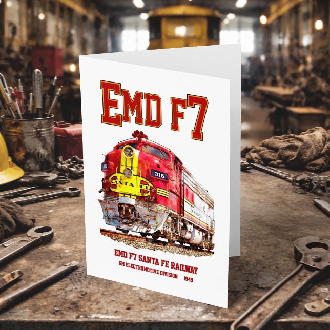 EMD F7 Santa Fe Warbonnet Diesel Locomotive. Thank You Card (EMD F7 Santa Fe Warbonnet Diesel Locomotive. Thank You Card)