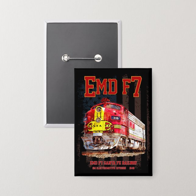 EMD F7 Santa Fe Warbonnet with American Flag. Button (Front/Back)