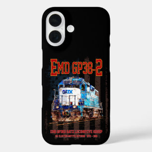 EMD GP38-2 Diesel Locomotive and American flag iPhone 16 Case