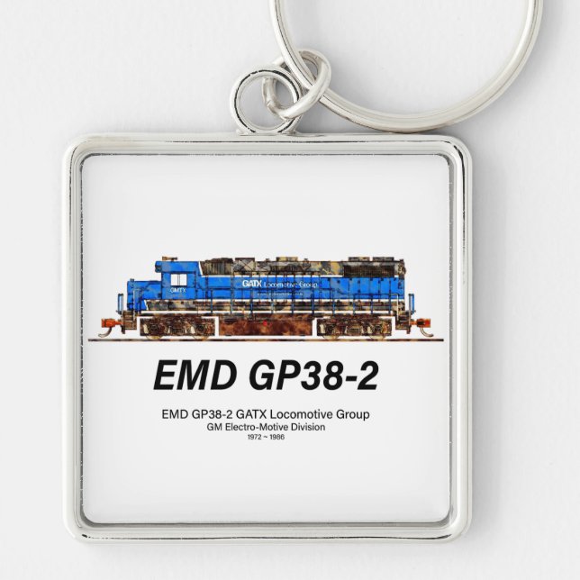 EMD GP38-2 Diesel Locomotive GATX blue and white Keychain (Front)