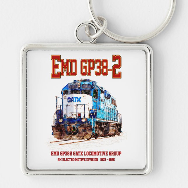 EMD GP38-2 Diesel Locomotive GATX blue and white Keychain (Front)