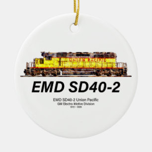 EMD SD40-2 Diesel Locomotive. Union Pacific Ceramic Ornament