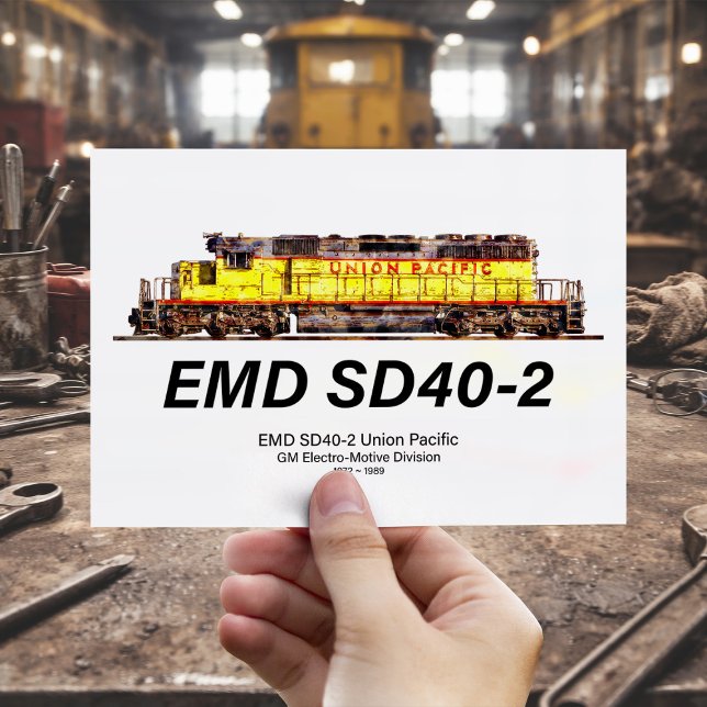 EMD SD40-2 Diesel Locomotive. Union Pacific Postcard (EMD SD40-2 Diesel Locomotive. Union Pacific. Postcard)