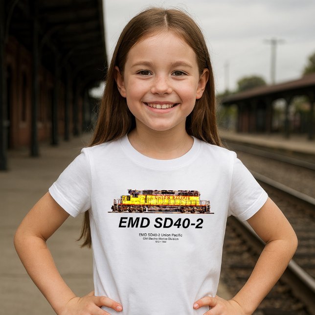 EMD SD40-2 Diesel Locomotive. Union Pacific T-Shirt (EMD SD40-2 Diesel Locomotive. Union Pacific Train. Girl Basic T-Shirt)