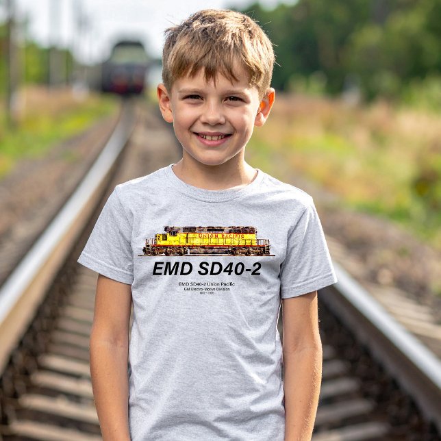 EMD SD40-2 Diesel Locomotive. Union Pacific T-Shirt (EMD SD40-2 Diesel Locomotive. Union Pacific Train. Boy Basic T-Shirt)