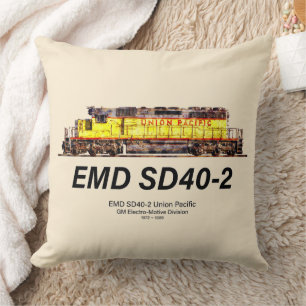 EMD SD40-2 Diesel Locomotive. Union Pacific Throw Pillow