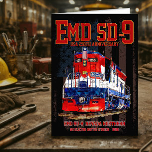 EMD SD-9 Locomotive USA 250th Anniversary Livery Letterpress Thank You Card