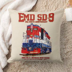 EMD SD-9 USA 250th Anniversary Heritage Locomotive Throw Pillow