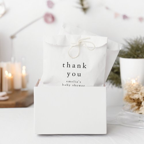 EMELIA Black White Simple Thank You Baby Shower Favor Bag