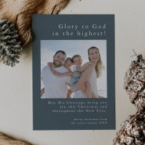 EMELIA Blue Family Photo God Christian Christmas Holiday Card