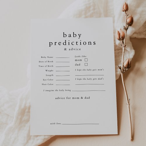 EMELIA Boho Baby Predictions Baby Shower Game Card