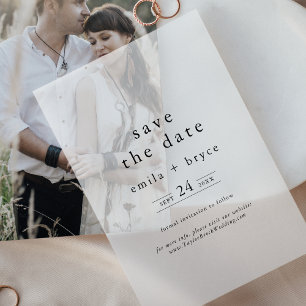 EMELIA Boho Chic Minimalist Wedding Save the Date Vellum Invitations