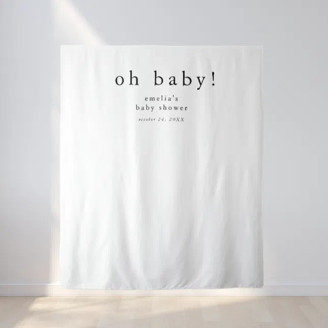 EMELIA Boho Simple Photo Prop Baby Shower Backdrop | Zazzle