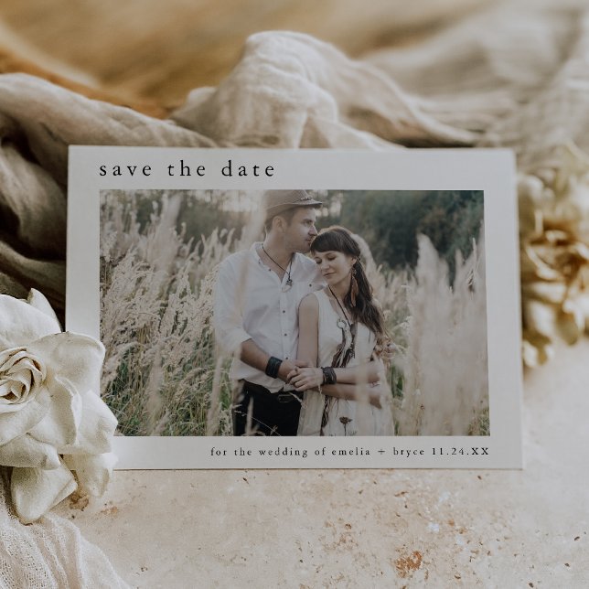 EMELIA Boho Trendy Photo Minimalist Unique Wedding Save The Date (EMELIA Boho Trendy Photo Minimalist Unique Wedding Save The Date)