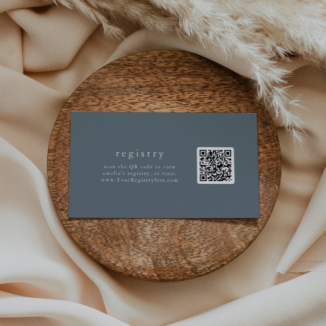 EMELIA Dark Blue Minimalist QR Code Gift Registry Enclosure Card (EMELIA Dark Blue Minimalist QR Code Gift Registry Enclosure Card)