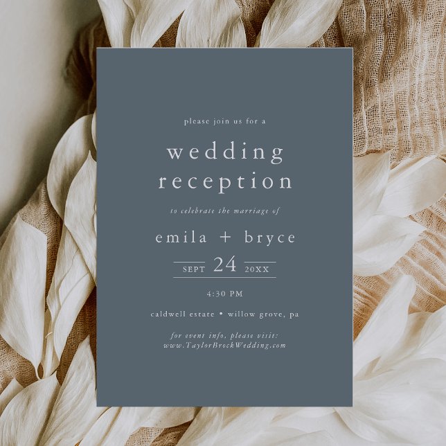 EMELIA Dusty Blue Winter Minimal Wedding Reception Invitation (EMELIA Dusty Blue Winter Minimal Wedding Reception Invitation)