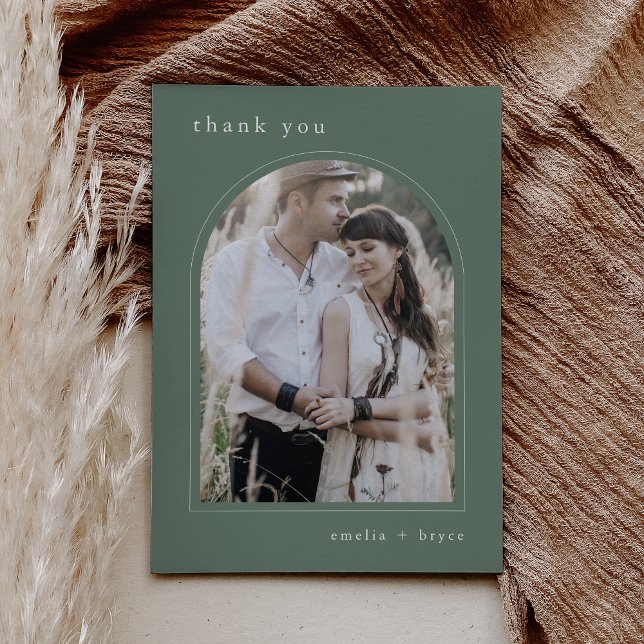 EMELIA Flat Mountain Modern Arch Photo Wedding Thank You Card (EMELIA Flat Mountain Modern Arch Photo Wedding Thank You Card)