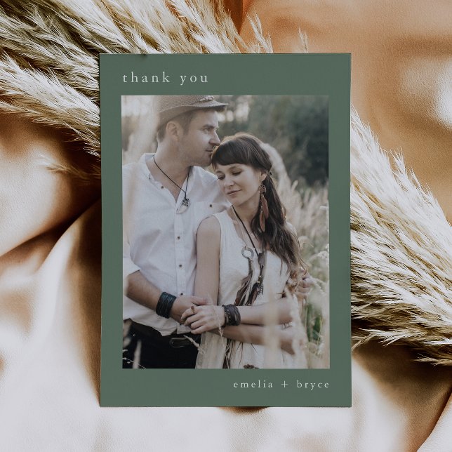 EMELIA Flat Mountain Sage Modern Photo Wedding Thank You Card (EMELIA Flat Mountain Sage Modern Photo Wedding Thank You Card)