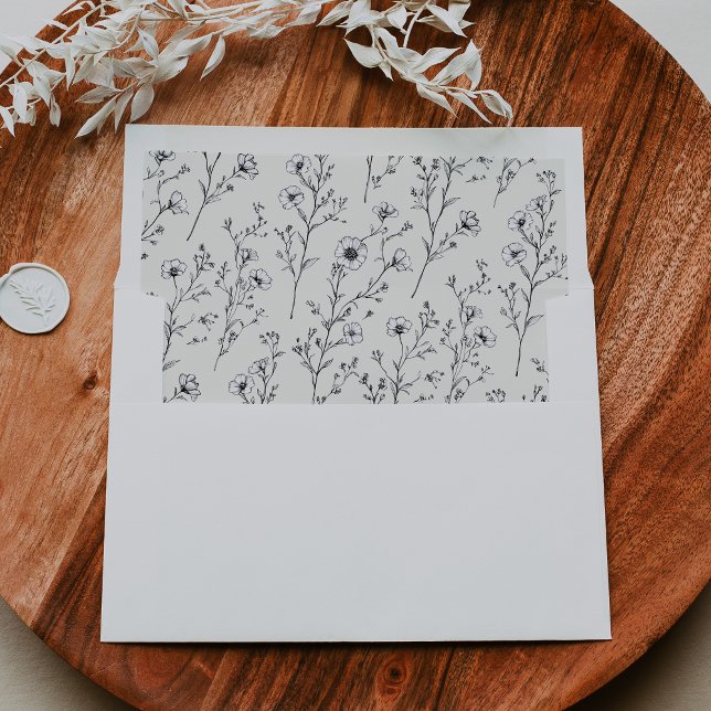 EMELIA Floral Botanical Cream Wildflower Wedding Envelope Liner (EMELIA Floral Botanical Cream Wildflower Wedding Envelope Liner)