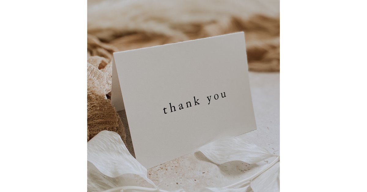 EMELIA Folded Rustic Simple Modern Boho Wedding Thank You Card | Zazzle