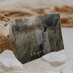 EMELIA Folded Unique Neutral Rustic Photo Wedding Letterpress Thank You Card