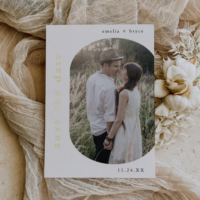 EMELIA Gold Foil Boho Modern Wedding Save the Date Invitation (EMELIA Gold Foil Boho Modern Wedding Save the Date Foil Invitation)