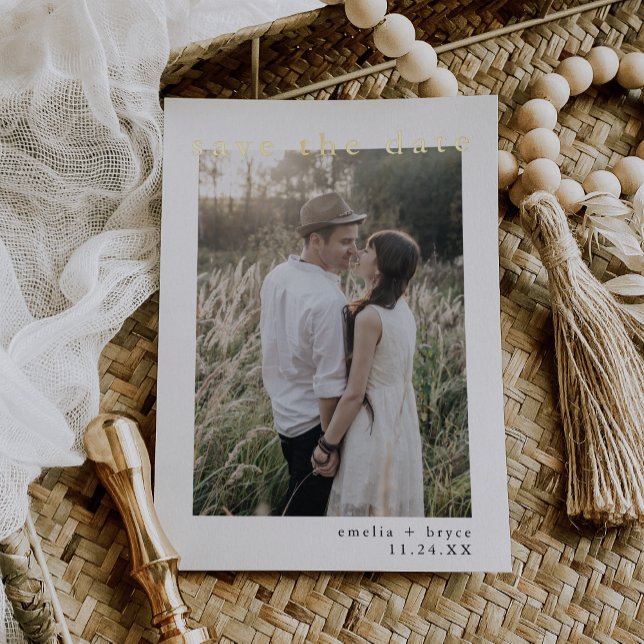 EMELIA Gold Foil Boho Simple Wedding Save the Date Invitation (EMELIA Gold Foil Boho Simple Wedding Save the Date Foil Invitation)