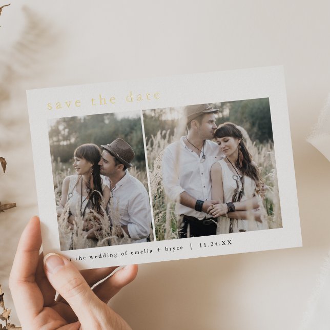 EMELIA Gold Foil Rustic Boho Wedding Save the Date Invitation (EMELIA Gold Foil Rustic Boho Wedding Save the Date Foil Invitation)