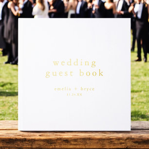 EMELIA Gold Foil Simple Modern Minimalist Wedding Guest Book