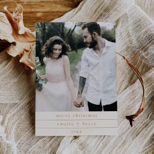 EMELIA Gold Simple Family Photo Merry Christmas Holiday Card