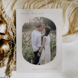 EMELIA Gold Simple Modern Family Photo Christmas Holiday Card