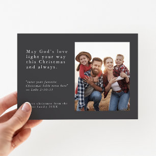 EMELIA Gray Photo Easy Simple Religious Christmas Holiday Card