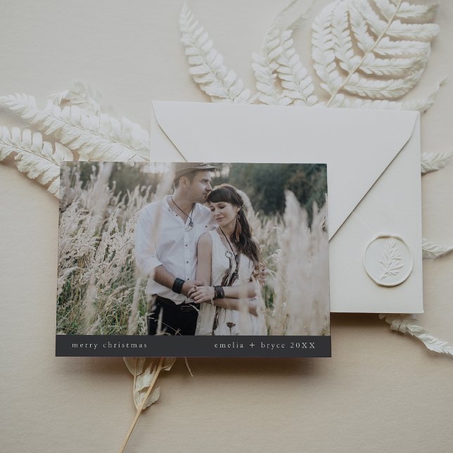 EMELIA Gray Simple Family Unique Photo Christmas Holiday Card (EMELIA Gray Simple Family Unique Photo Christmas Holiday Card)