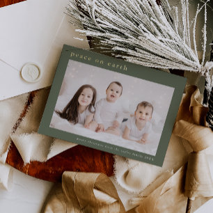 EMELIA Green Foil Photo Peace On Earth Christmas Foil Holiday Card