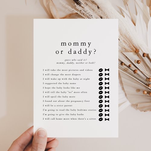 EMELIA Guess Who Mommy Daddy Baby Shower Game Card